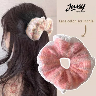 Set 2 Dây Buộc Tóc Lông Xù Màu Cầu Vồng Sang Chảnh Jussy Official  Kiểu Dây Cột Tóc Đính Đá Hot Trend