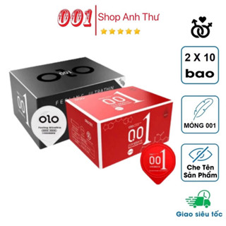 Bao cao su olo 001, [COMBO 2 hộp 20 bao], bcs siêu mỏng, olo đỏ truyền nhiệt,olo đen nhiều gel bôi trơn - ShopAnhTh