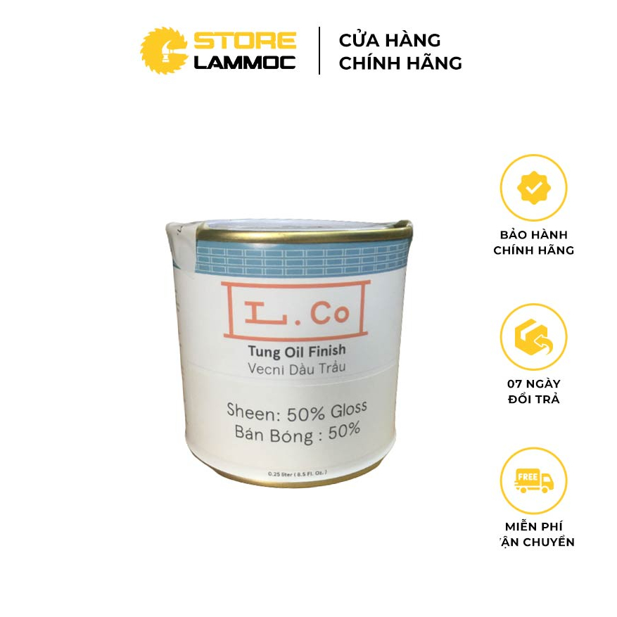 Vecni Dầu Trẩu L.CO Không Màu Bóng 50% TUNG OIL FINISH 50% Dung Tích 0.25L, 0.5L, 1.2L