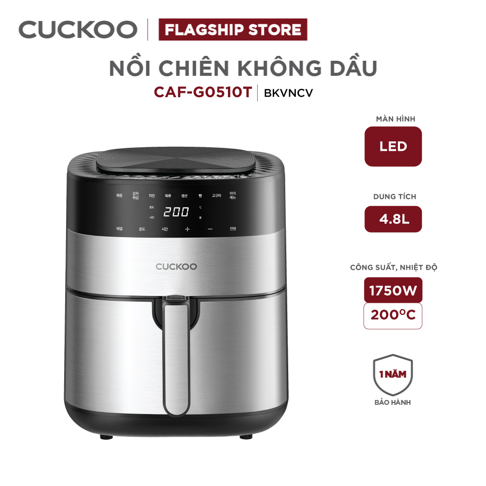 [Chỉ còn 1.226K sau khi áp voucher] tặng bình giữ nhiệt - Nồi chiên không dầu Cuckoo 5.5L CAF-G0510T- Màn hình cảm ứng