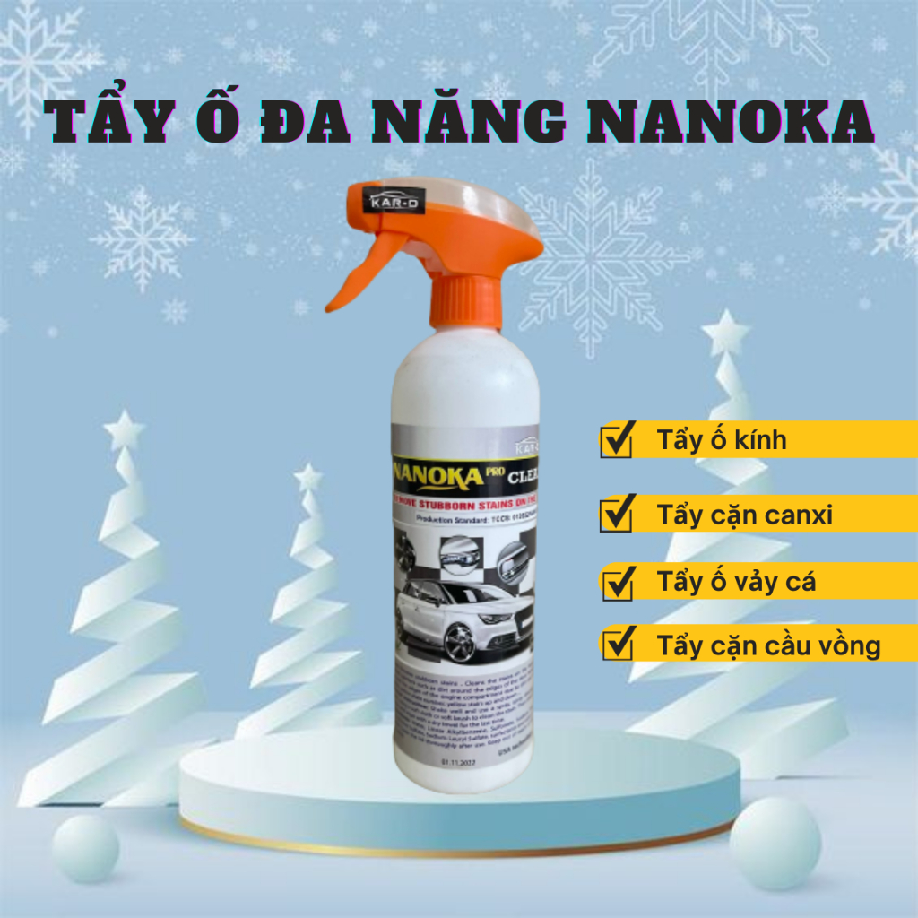 Tẩy ố kính ô tô, cặn canxi, ố vảy cá, lazang Nanoka Pro Clean 550ml [ HÀNG CHÍNH HÃNG]
