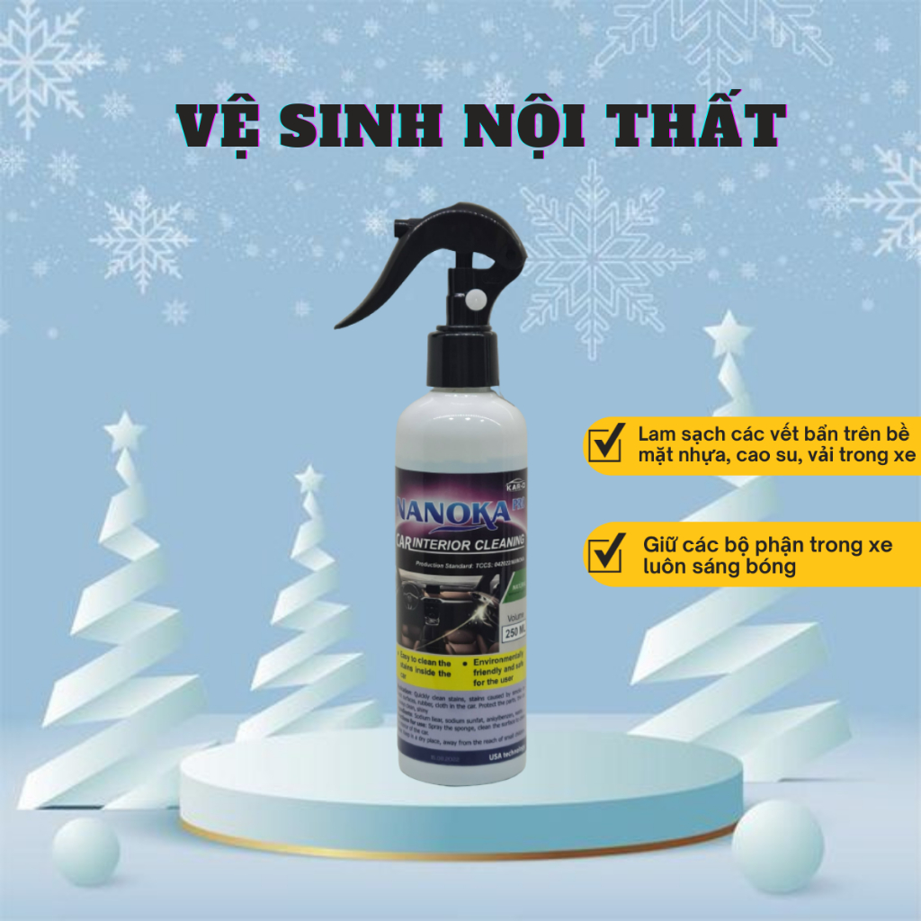 Vệ sinh nội thất ô tô, tẩy vết bẩn trên ghế da ô tô, vệ sinh ghế da ô tô, vệ sinh ghế sofa Nanoka 250ml