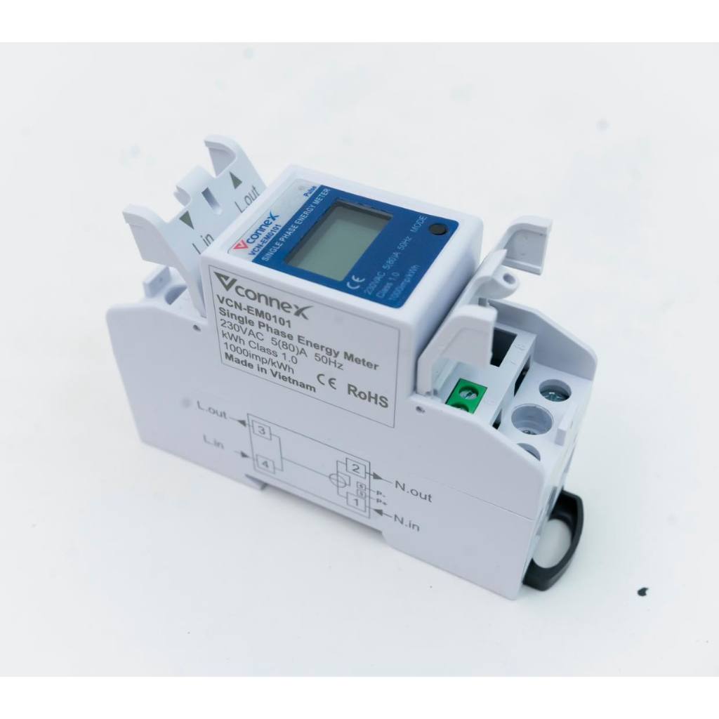 Công Tơ Điện Tử Wifi Thông Minh 1 Pha - Bộ Giám Sát Tiêu Thụ Điện Năng Thông Minh Vconnex - Bảo Hành 24 Tháng 1 đổi 1