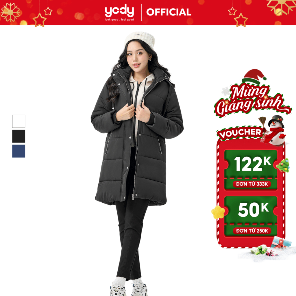 Áo phao Vip Nữ YODY Dáng Dài Khóa Phối Siêu Ấm PVN6002