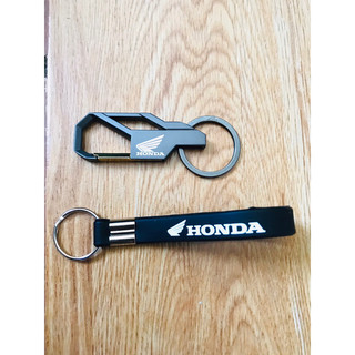Móc khoá thép crom -logo dây da Honda -1 cái
