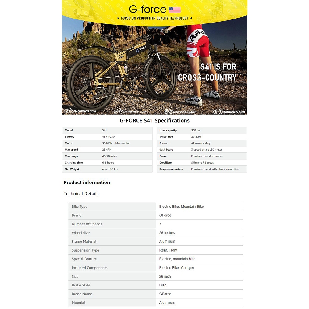 Xe Đạp Điện Thể Thao Gấp Gọn G-Force S41 | G-Force S41 Folding Electric Bike EMTB | BigBuy360 - bigbuy360.vn