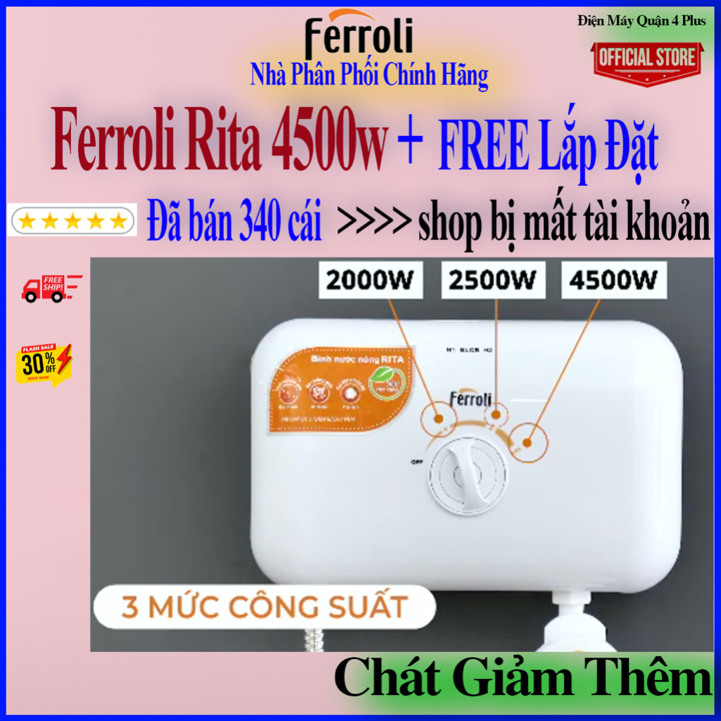 Máy Nước Nóng Trực Tiếp FERROLI RITA 4.5 / Rita FS-4.5 TM / RITA FS-4.5TM / Rita FS TM / RITA FS-4.5TE