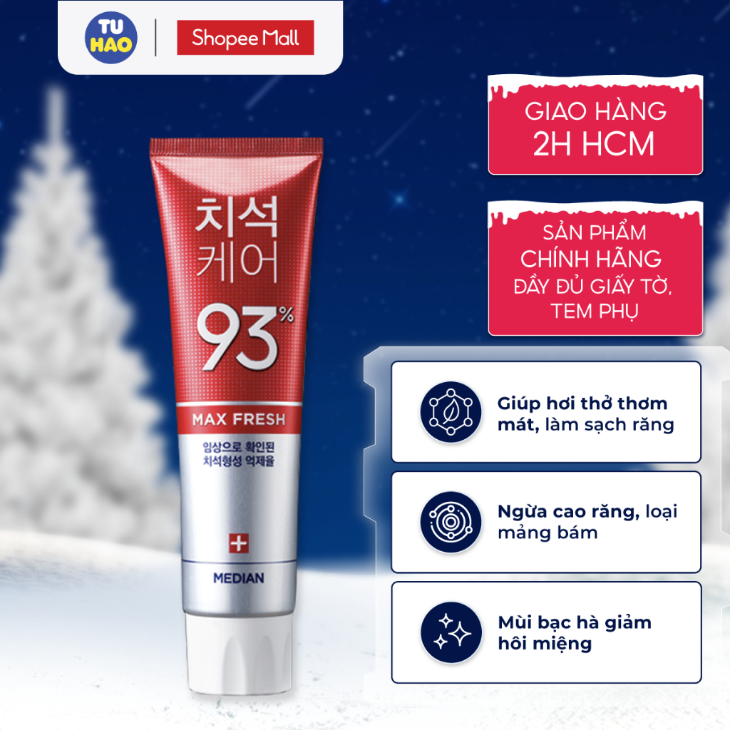 Kem Đánh Răng Median Dental IQ 93% Toothpaste trắng răng, loại mùi hôi 120g - Từ Hảo