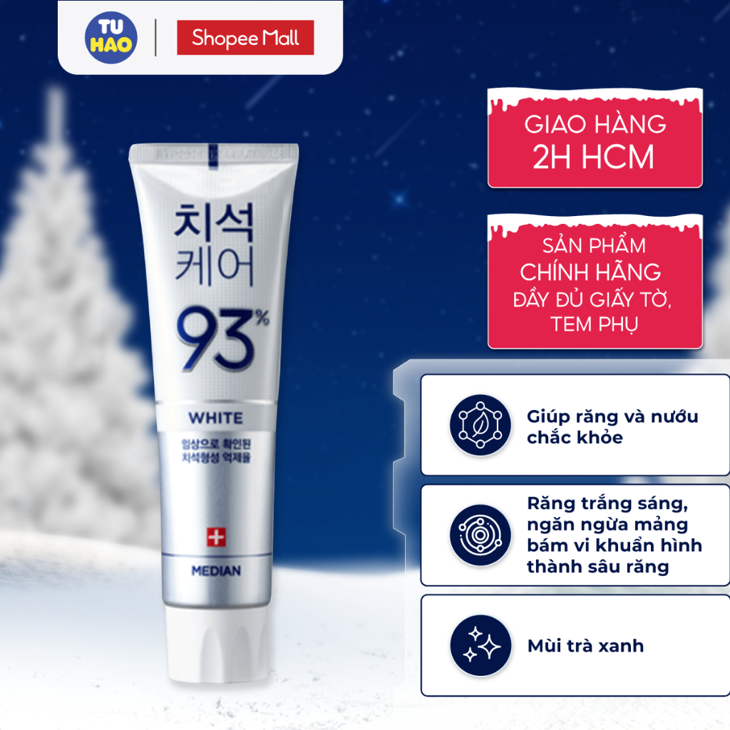 Kem Đánh Răng Median Dental IQ 93% Toothpaste trắng răng, loại mùi hôi 120g - Từ Hảo