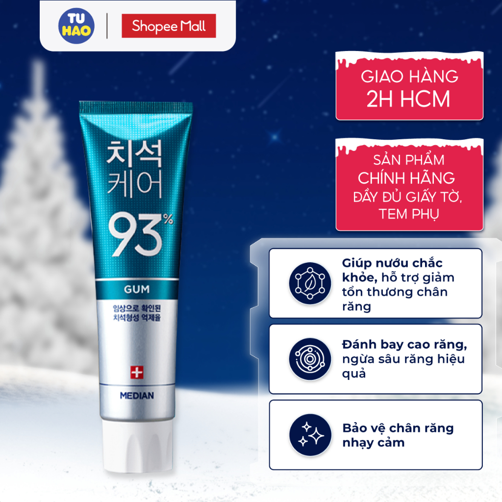 Kem Đánh Răng Median Dental IQ 93% Toothpaste trắng răng, loại mùi hôi 120g - Từ Hảo