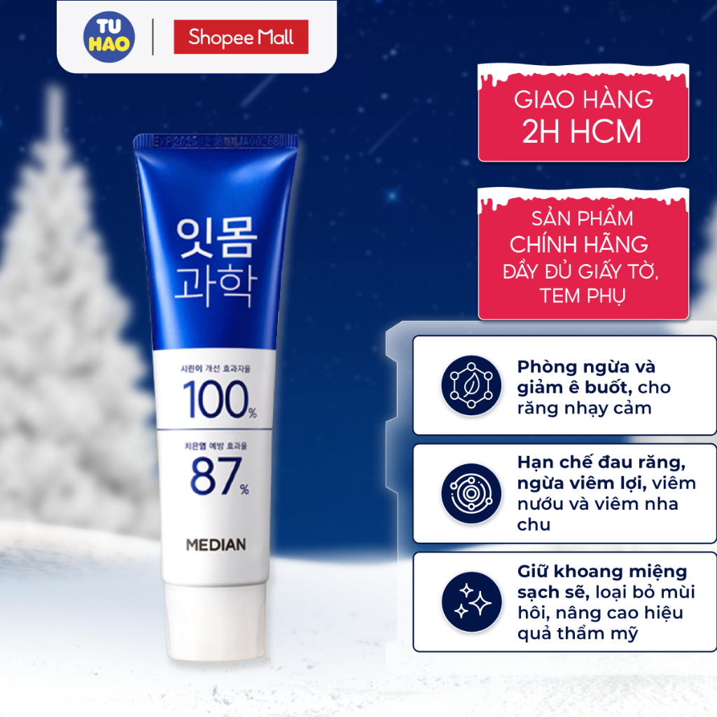 Kem Đánh Răng Median Dental IQ 93% Toothpaste trắng răng, loại mùi hôi 120g - Từ Hảo