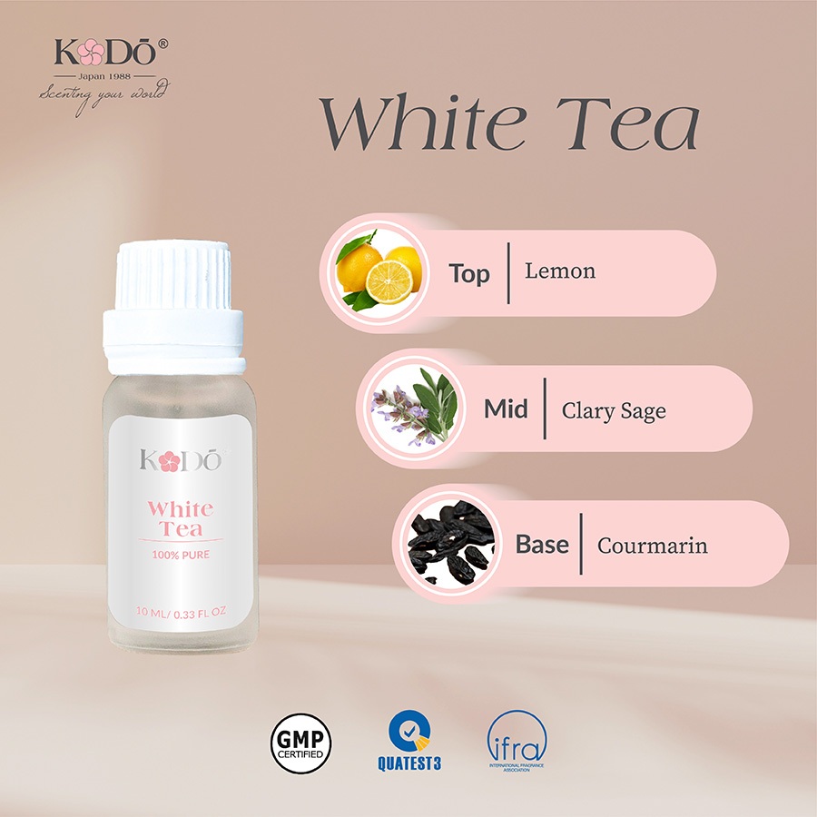 KODO - White Tea - Hương Trà Trắng - Tinh Dầu Nước Hoa Nguyên Chất - Classic - 10ml/50ml/100ml QUATEST3 tested