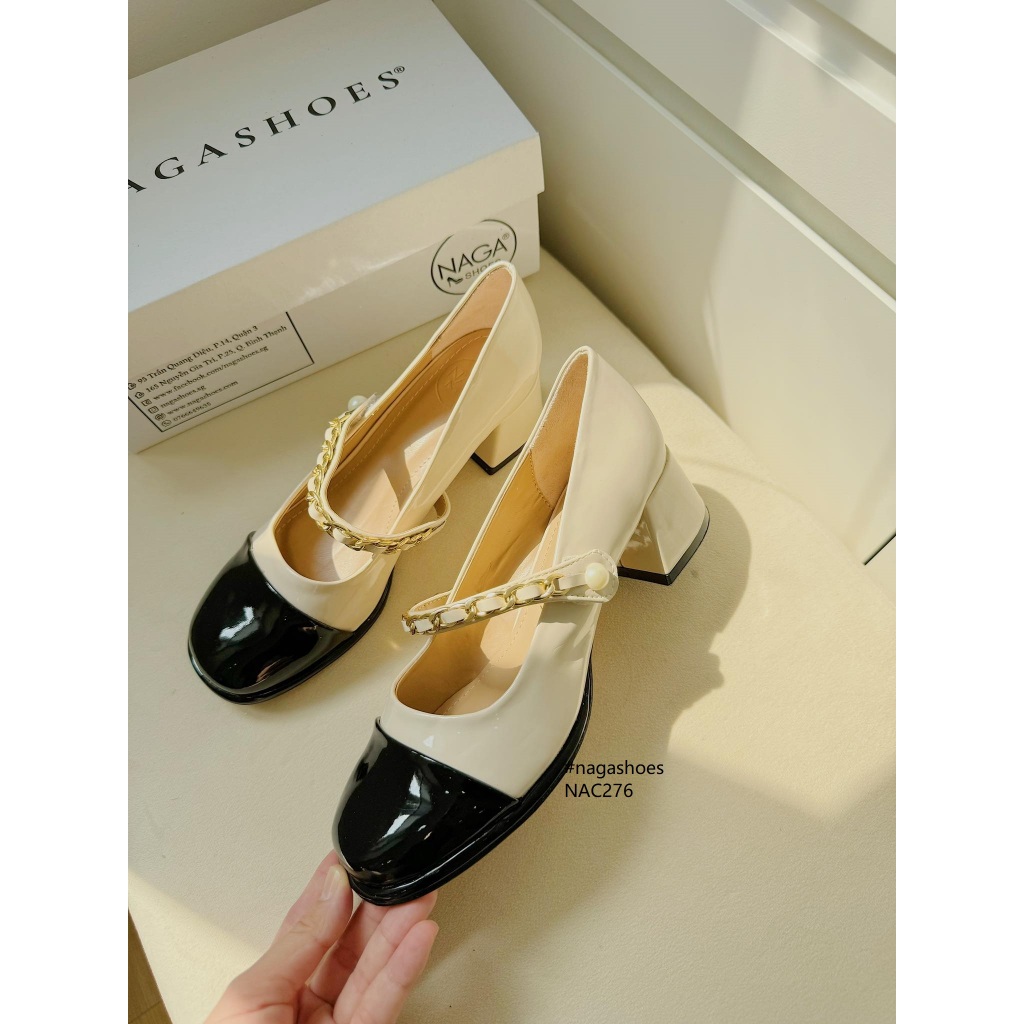 CAO GÓT MARY JANE NAGASHOES QUAI NGANG PHỐI XÍCH 5.5P NAC276