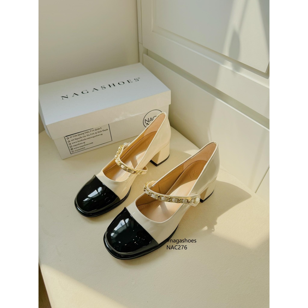 CAO GÓT MARY JANE NAGASHOES QUAI NGANG PHỐI XÍCH 5.5P NAC276