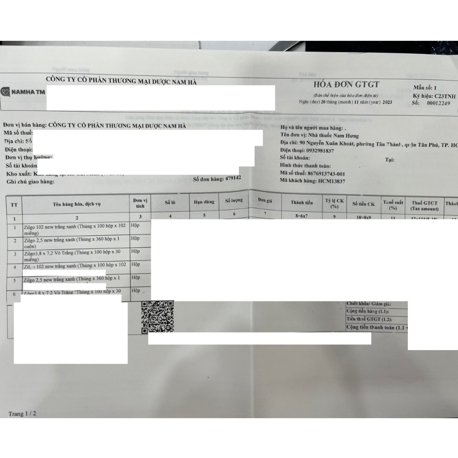 Băng cá nhân Zilgo bảo vệ các vết thương nhỏ, xước da hộp 102 miếng