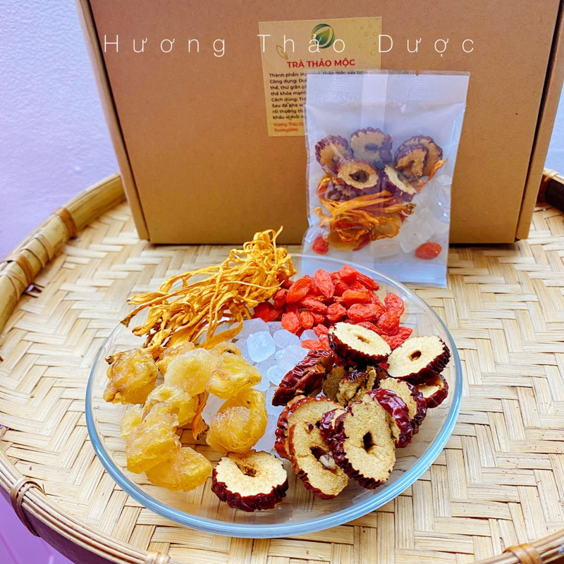 Hộp 20 Gói Trà Đông Trùng Tứ Vị Pha 500-700ml