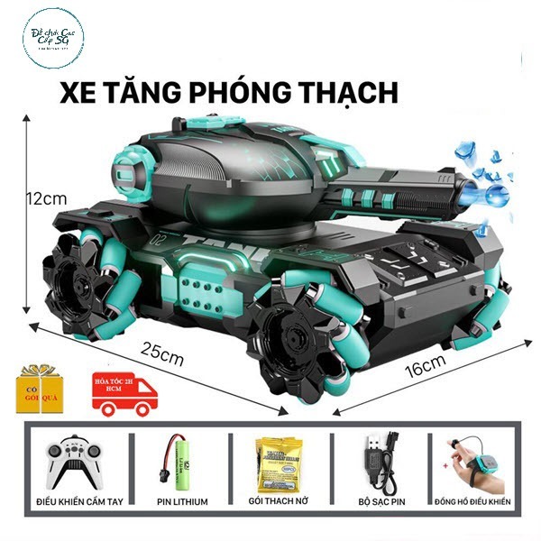 Xe tăng điều khiển từ xa phóng hạt nước có cử chỉ tay có đèn nhạc làm quà tặng sinh nhật cho bé