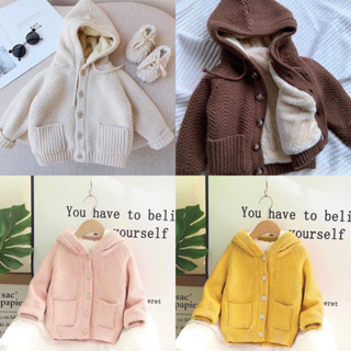 (HÌNH THẬT HÀNG QC) ÁO LEN dệt kim lót lông cho bé