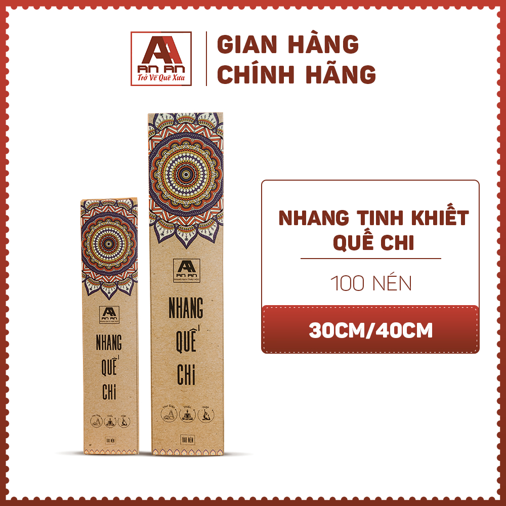 Nhang thơm sạch tinh khiết An An - 100 nén Hương quế, khuynh diệp, trầm hương, Bài, bách thảo 30cm, 40cm đuổi muỗi