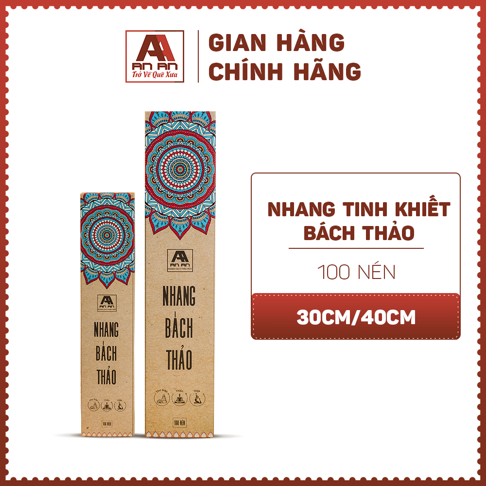 Nhang hộp tinh khiết Bách Thảo An An - ngọt sâu, thư giãn, hương cổ truyền dân tộc