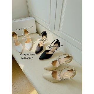 CAO GÓT NAGASHOES MŨI NHỌN QUAI CHÉO LẤP LÁNH 8P NAC261