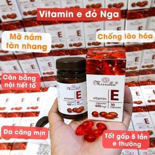 Viên uống Vitamin E đỏ Nga 400mg Mirrolla Làm đẹp trắng da chống lão hóa