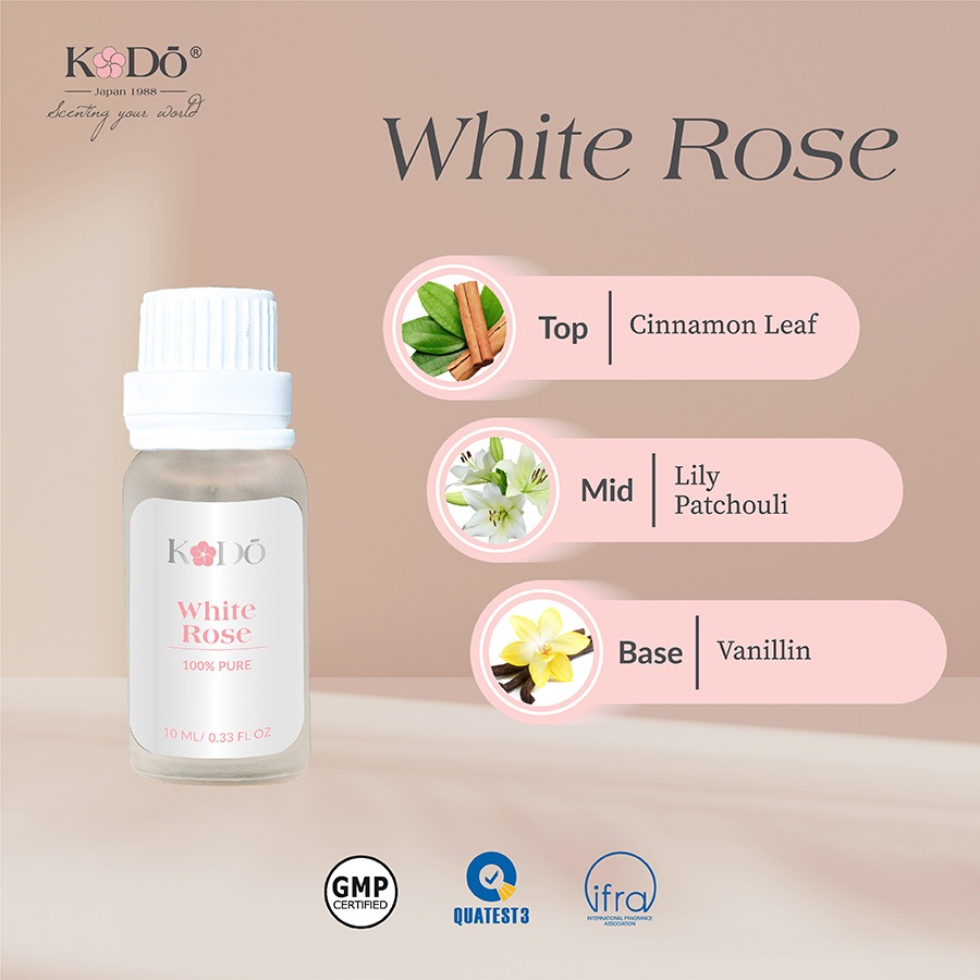 KODO - White Rose - Hương Hoa Hồng - Tinh Dầu Nước Hoa Nguyên Chất - Classic 10ml/50ml/100ml QUATEST3 tested