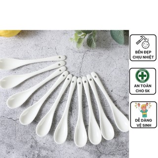 Thìa sứ trắng men cao cấp dùng pha cafe
