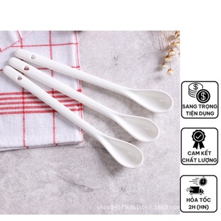 Thìa sứ trắng men cao cấp dùng pha cafe