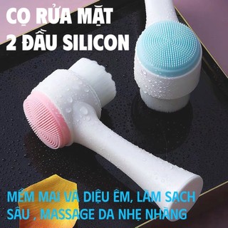 Cọ massage rửa mặt 2 đầu 3D gai silicon Cọ rửa mặt thông minh KABA