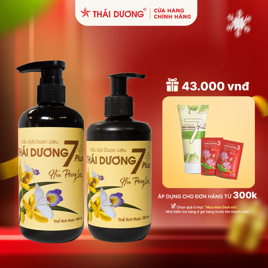 Dầu gội dược liệu Thái Dương 7 plus Hoa Phong Lan 250ml,480ml - Sao Thái Dương