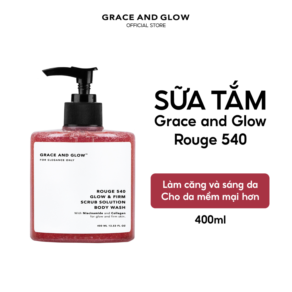 Sữa tắm tẩy da chết Grace and Glow Rouge 540 Scrub Solution Body Wash dưỡng sáng, cấp ẩm và chống lão hóa 400ml 5921-03