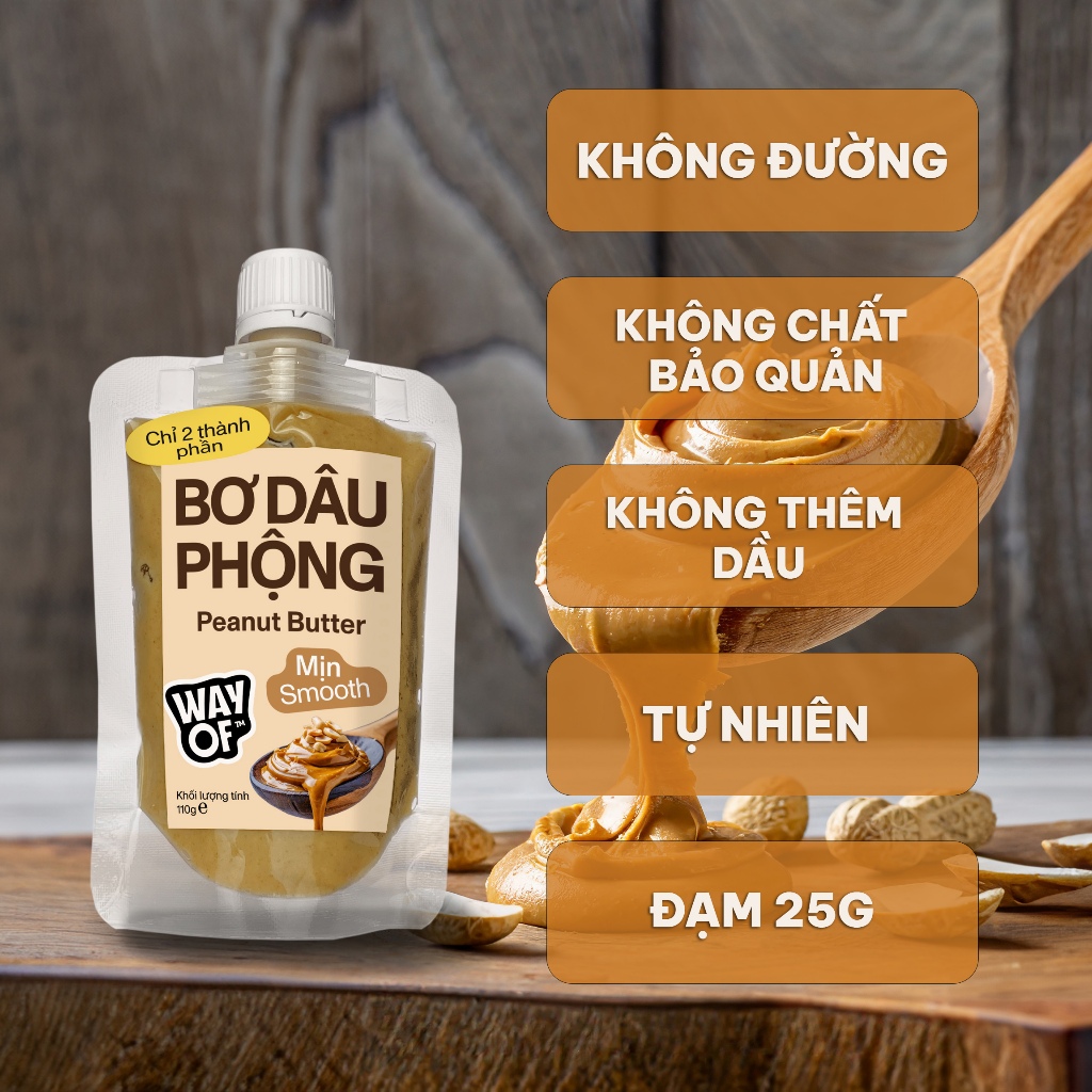 Không đường | Bơ Đậu Phộng Mật Ong | Peanut Butter Honey (120g/220g/500g)