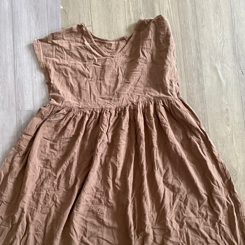 2hand đầm nâu baby doll eo 92cm dài 118cm 173