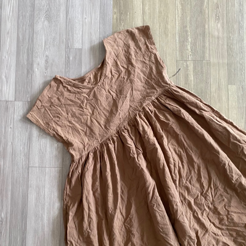 2hand đầm nâu baby doll eo 92cm dài 118cm 173