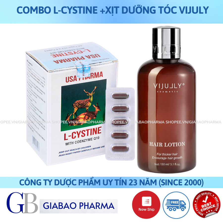 Combo siêu mọc tóc viên uống L cystine + Xịt tinh dầu bưởi Vi Jully ( H/60v ; chai/150ml)