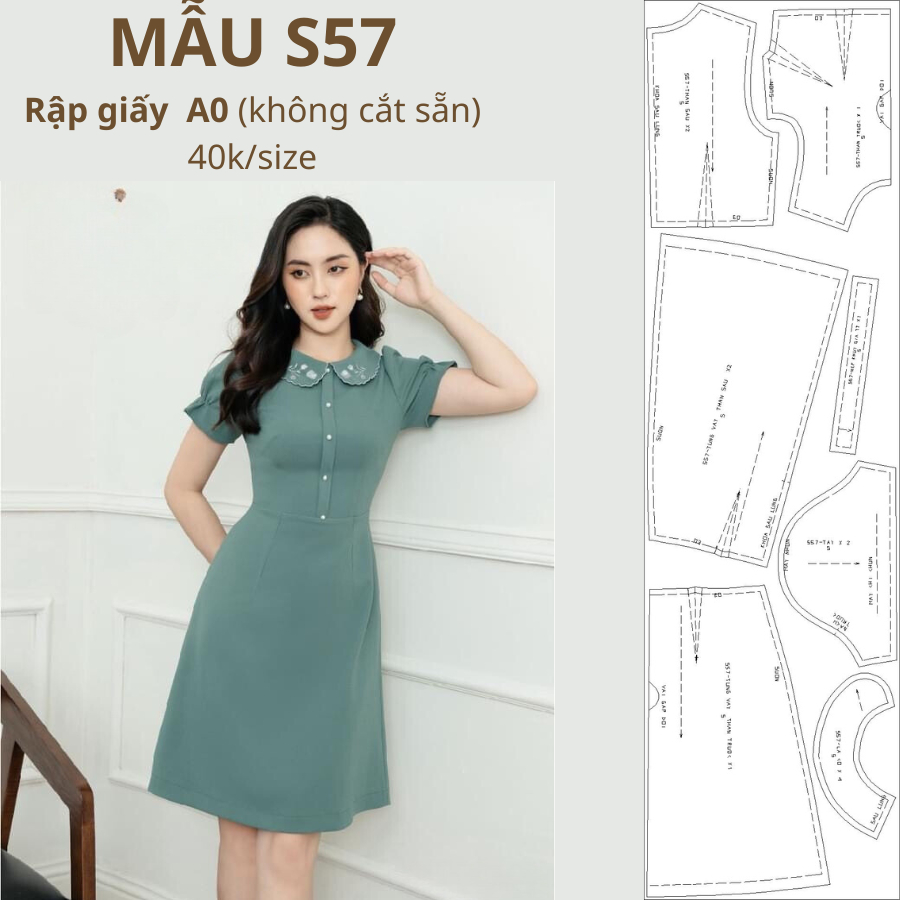 RẬP GIẤY A0 VÁY S57 (KHÔNG CẮT SẴN)