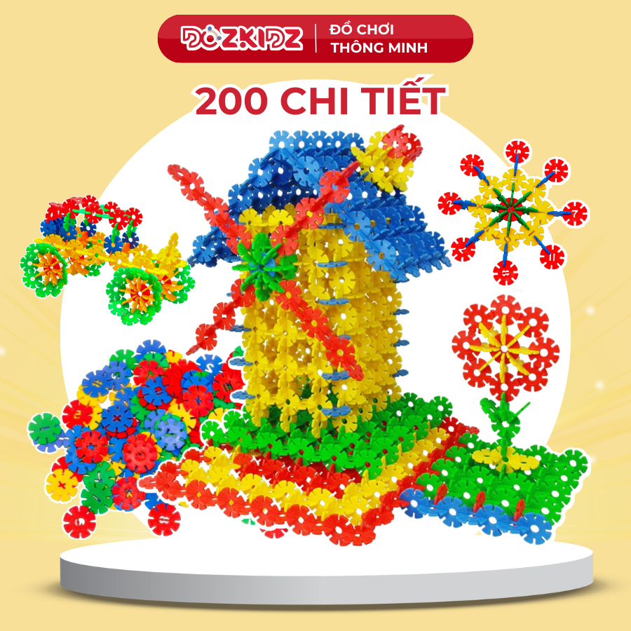 Đồ chơi xếp hình lắp ghép 200 CHI TIẾT bông hoa tuyết cho trẻ từ 3 tuổi - DOZKIDZ