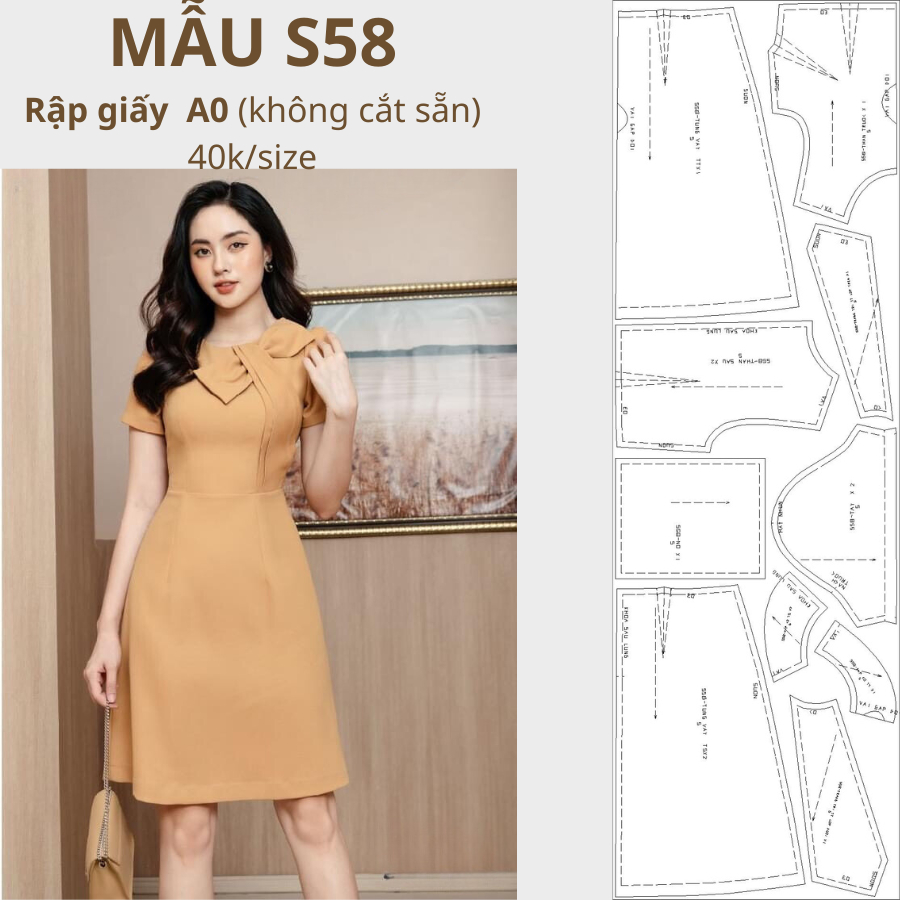 RẬP GIẤY A0 VÁY S58 (KHÔNG CẮT SẴN)