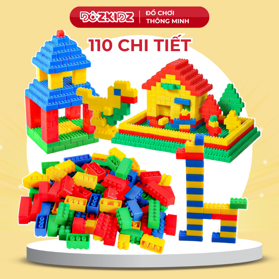 Đồ chơi trẻ em lắp ráp xếp hình 110 CHI TIẾT phát triển trí tuệ tư duy cho bé trai bé gái từ 2 tuổi trở lên - DOZKIDZ