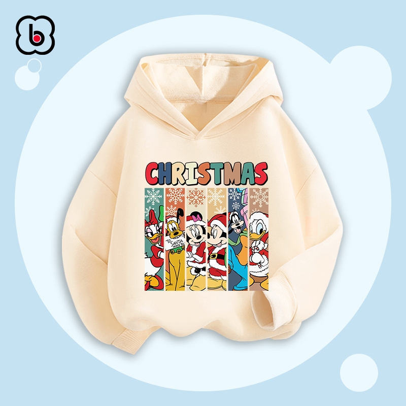 Áo hoodie cho bé Merry Chistmas 2024 trang phục hóa trang Noel áo nỉ cho bé có mũ in hình độc đáo