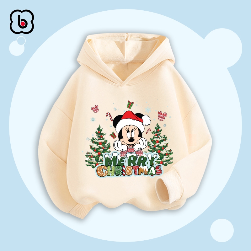 Áo hoodie cho bé Merry Chistmas 2024 trang phục hóa trang Noel áo nỉ cho bé có mũ in hình độc đáo