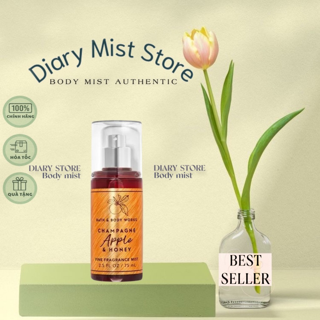 Xịt thơm toàn thân bodymist Bath & Body Works - Champagne Apple Honey 75ml Minisize