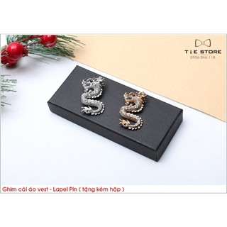 Ghim cài áo - lapel pin - Phụ kiện cài áo Rồng đính đá cao cấp, tăng kèm hộp