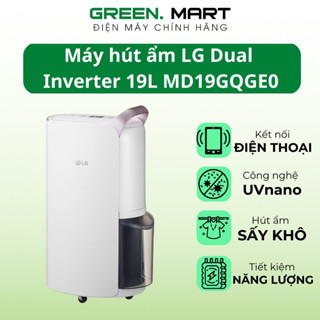 Máy hút ẩm LG Dual Inverter 19L màu trắng | Máy hút ẩm LG MD19 công nghệ diệt khuẩn UVnano | BH 1năm
