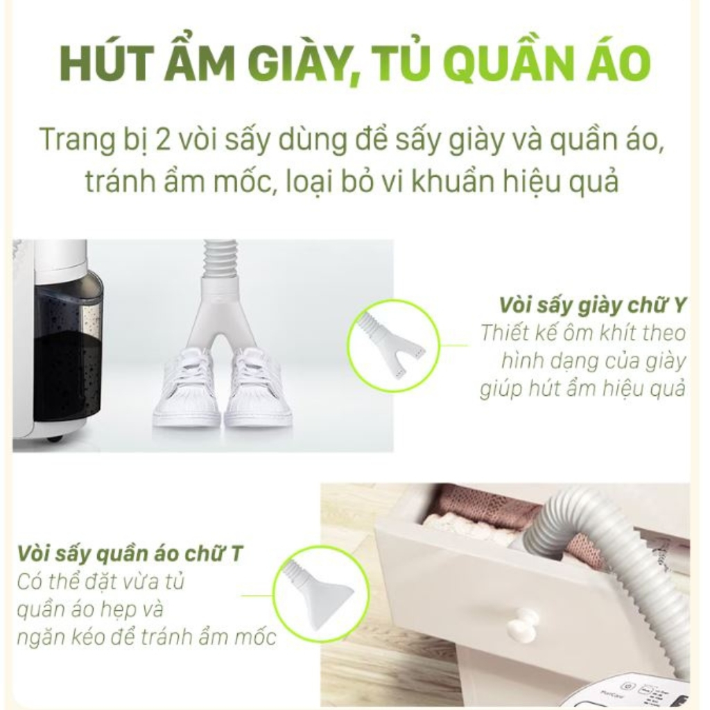 Máy hút ẩm LG Dual Inverter 19L màu trắng | Máy lọc không khí và hút ẩm MD19GQGE0 công nghệ diệt khuẩn UVnano | BH 1năm