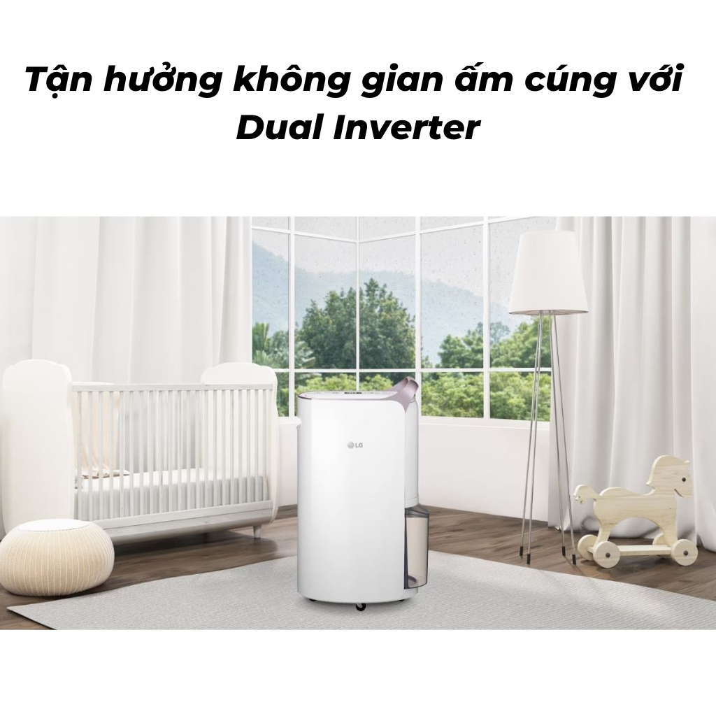 Máy hút ẩm LG Dual Inverter 19L màu trắng | Máy lọc không khí và hút ẩm MD19GQGE0 công nghệ diệt khuẩn UVnano | BH 1năm