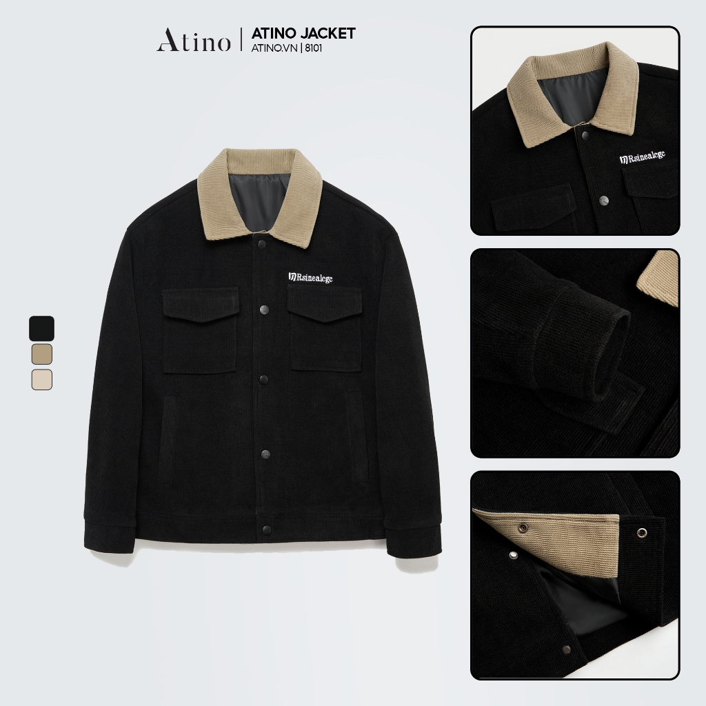 Áo Khoác Jacket Nhung Tăm 2 Lớp Nam ATINO Hàn Quốc Phong Cách Trẻ Trung Chuẩn Form AD3.8101