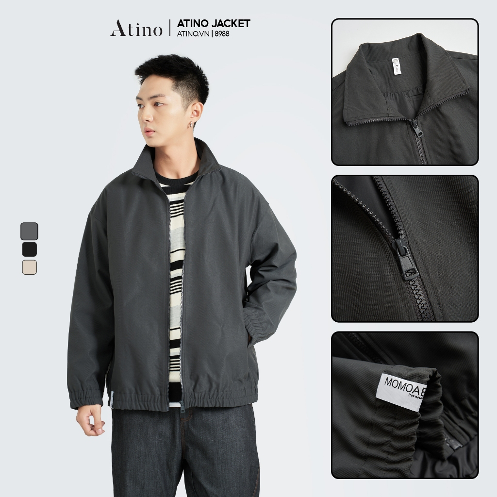 Áo Khoác Jacket Nỉ Nam ATINO Hàn Quốc Phong Cách Trẻ Trung Chuẩn Form AD3.8988