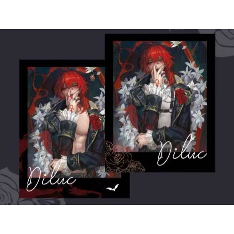 Card bo góc pola Genshin Impact Diluc Mộ Sắc hàng artist có bản quyền
